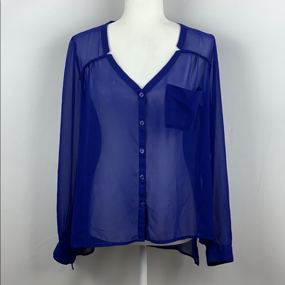 Silence + Noise Sheer Button Down Blouse - image 3